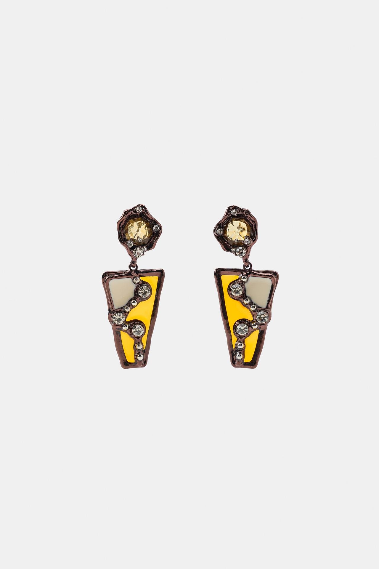 GEOMETRIC GLITTER EARRINGS — Orange
