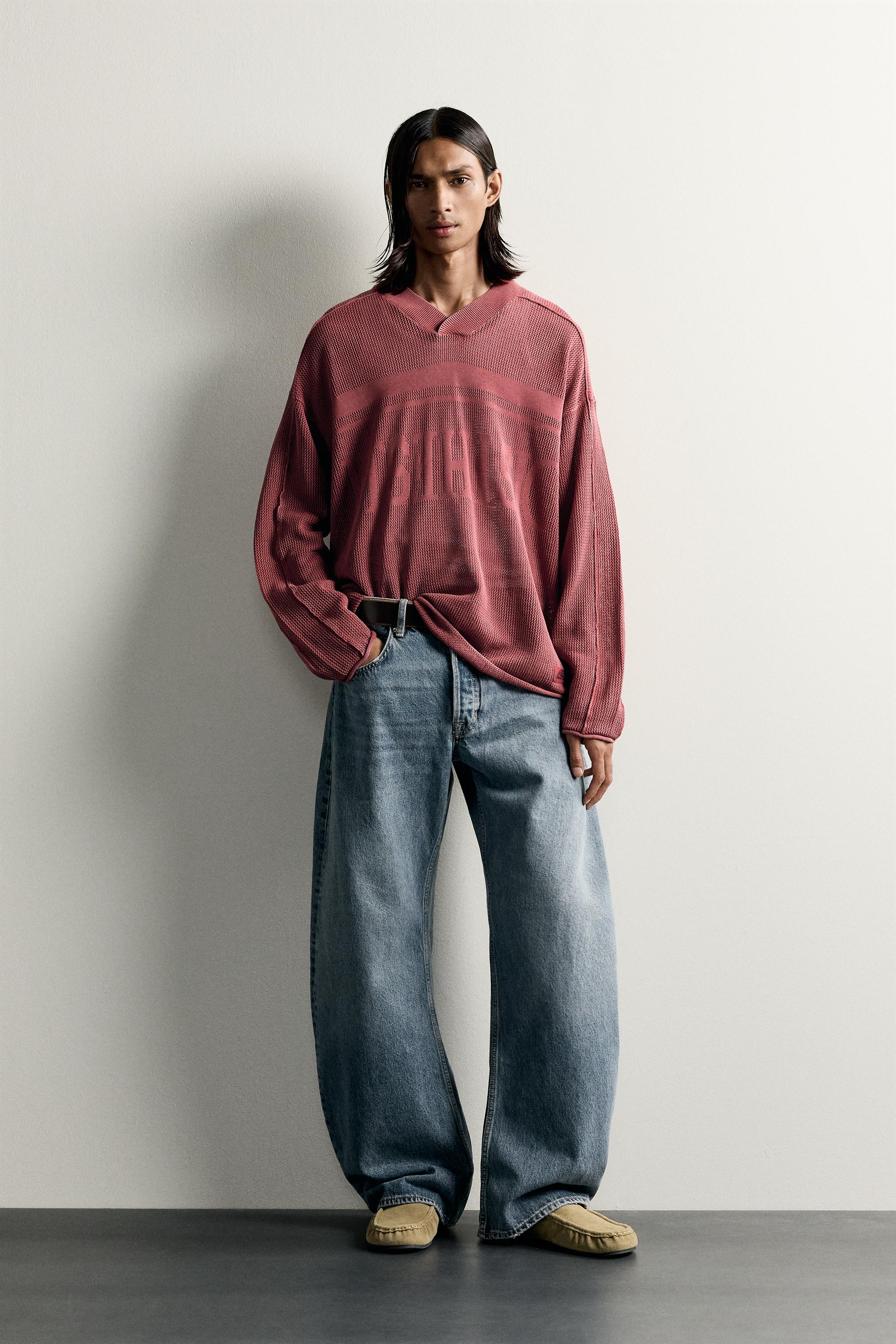 WASHED JACQUARD OPEN-KNIT JUMPER
