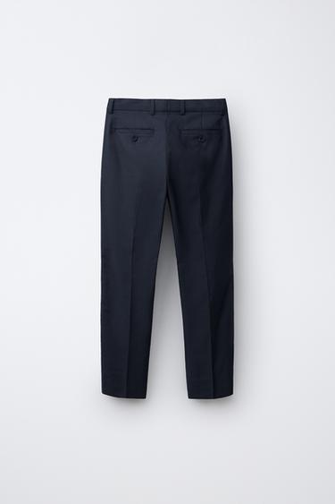 COTTON AND LINEN SUIT TROUSERS - Navy blue by Zara - Image 1