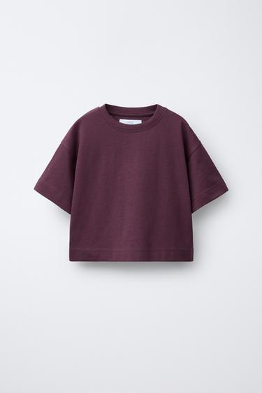 ÁO PHÔNG MÀU TRƠN HEAVY WEIGHT - Màu tím cà từ Zara