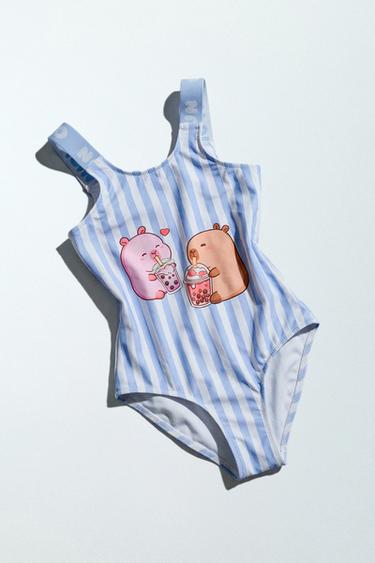 Zara AGES 6-14 / STRIPED CAPYBARA CAPYFUN © SWIMSUIT - Blue