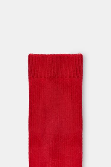 CHAUSSETTES BOBIQUES MICRO CANNELÉES - Rouge de Zara - Image 1
