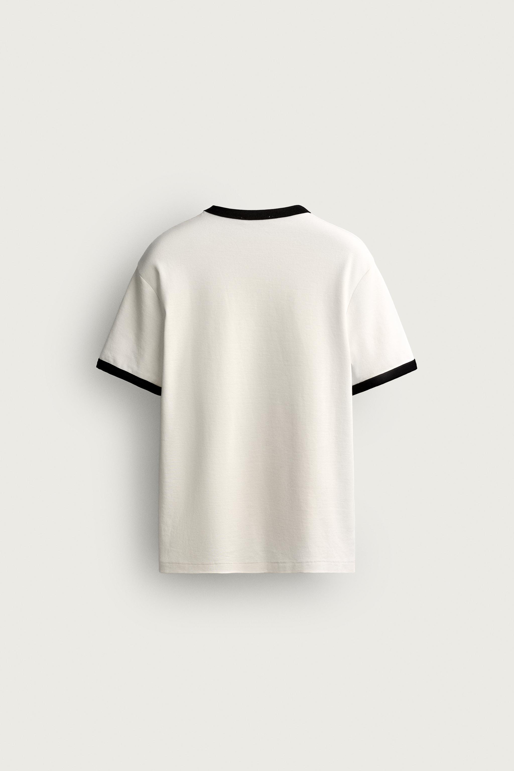 T-SHIRT BASIQUE À LISERÉ CONTRASTANT