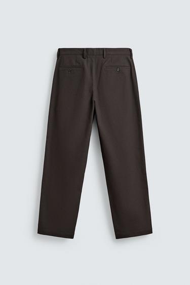 PANTALON À PLIS EN TWILL - Marron foncé de Zara - Image 7