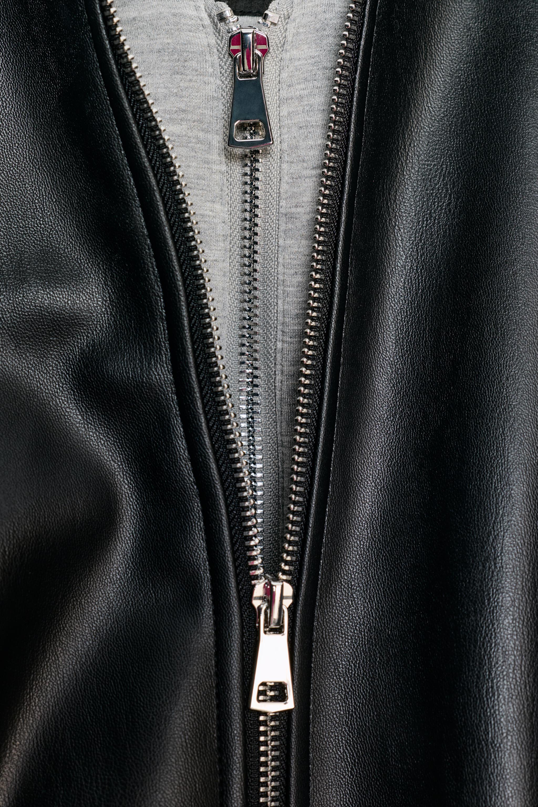 コントラストフェイクレザージャケット - ブラック | ZARA Japan / 日本