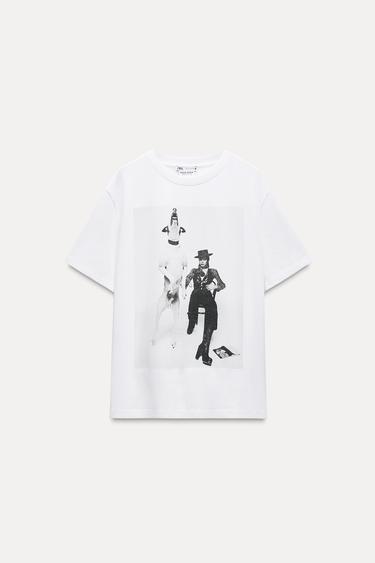 ФУТБОЛКА С ФОТОПРИНТОМ «ДЭВИД БОУИ» — БЕЛЫЙ от Zara — изображение 0
