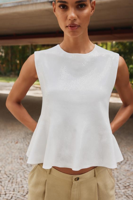 PLETOV TOP S FLITRY PEPLUM - Bl od Zara - Obrzek 0