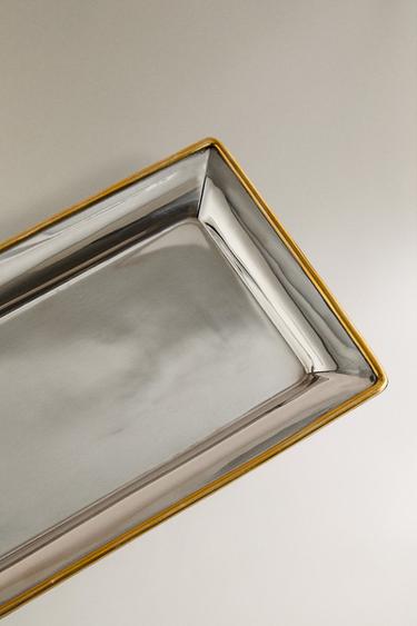 DECORATIVE CHRISTMAS TRAY WITH EDGE DETAIL - Silver by Zara - Image 2
