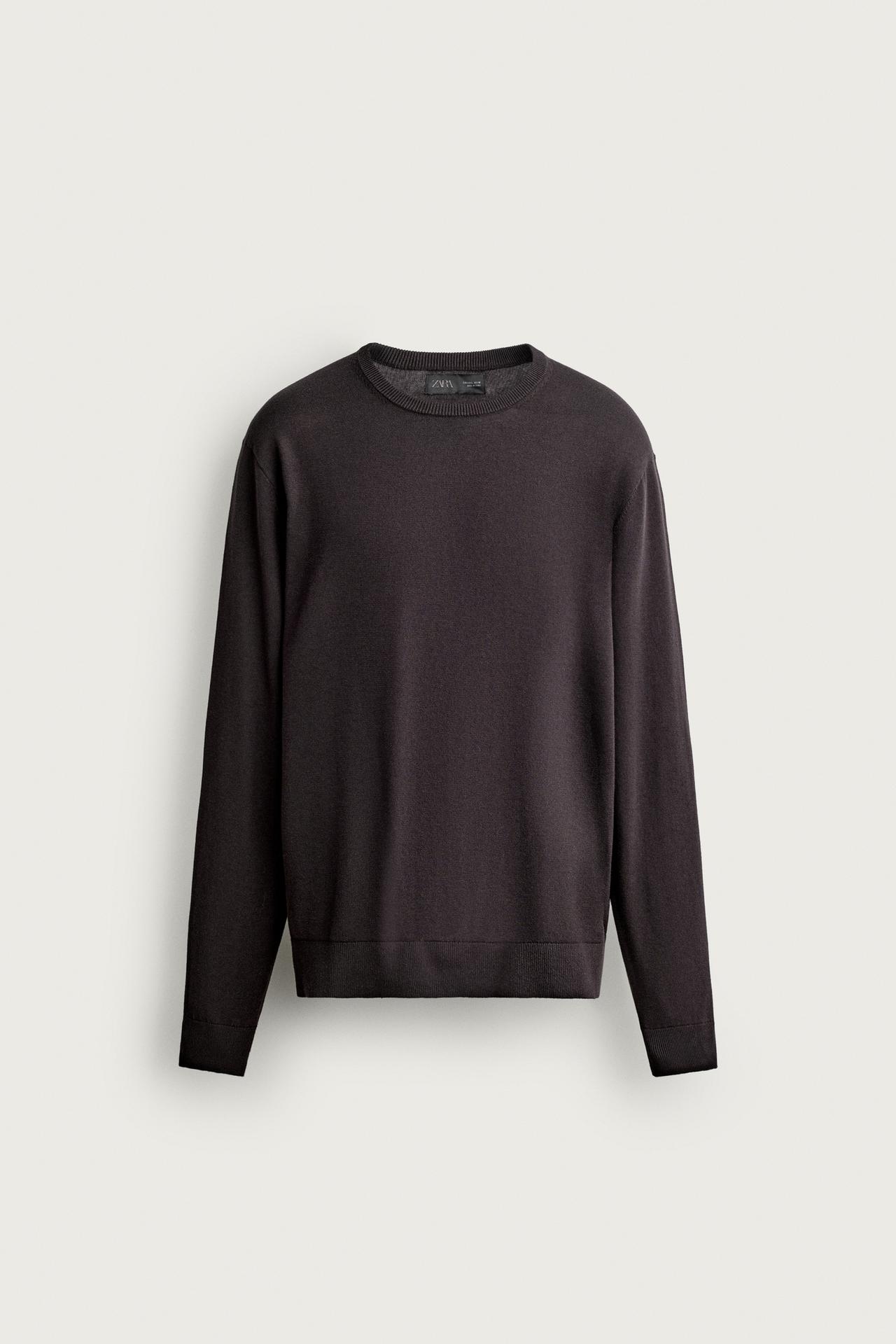 COTTON BLEND REGULAR FIT SWEATER — Chocolate