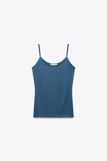 CAMISETA POLIAMIDA TIRANTE FINO - Azul medio de Zara