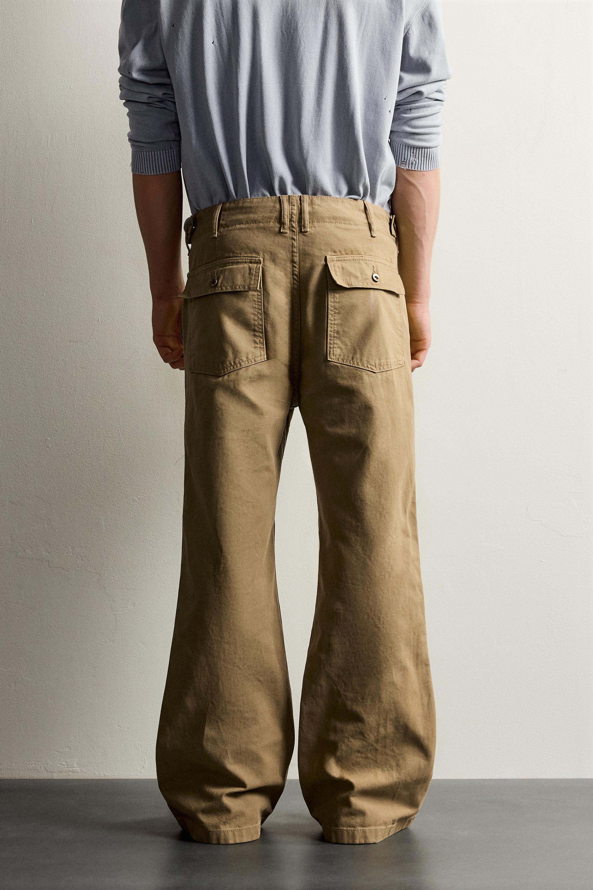 BUTTON FLARE FIT PANTS