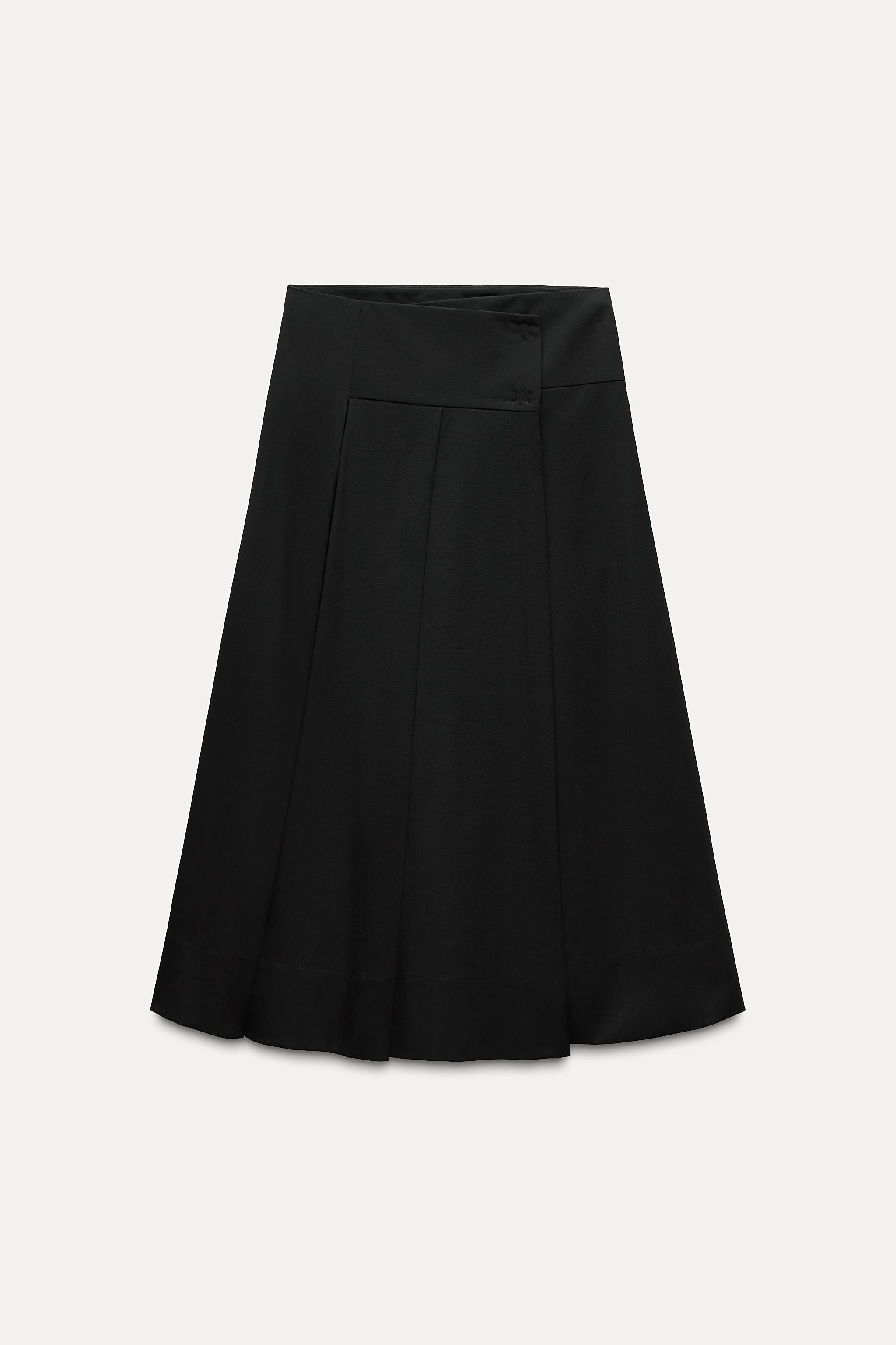 Black pleated midi skirt zara best sale