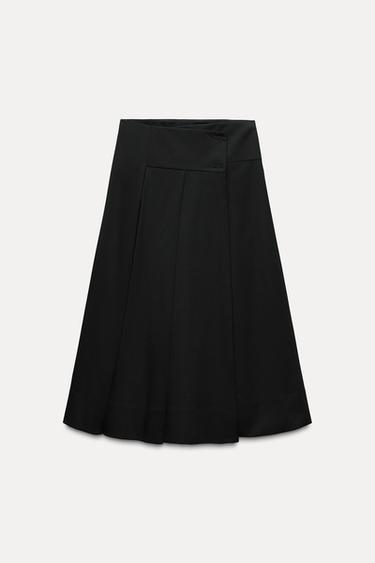 ZW COLLECTION BOX PLEAT MIDI SKIRT - Black by Zara