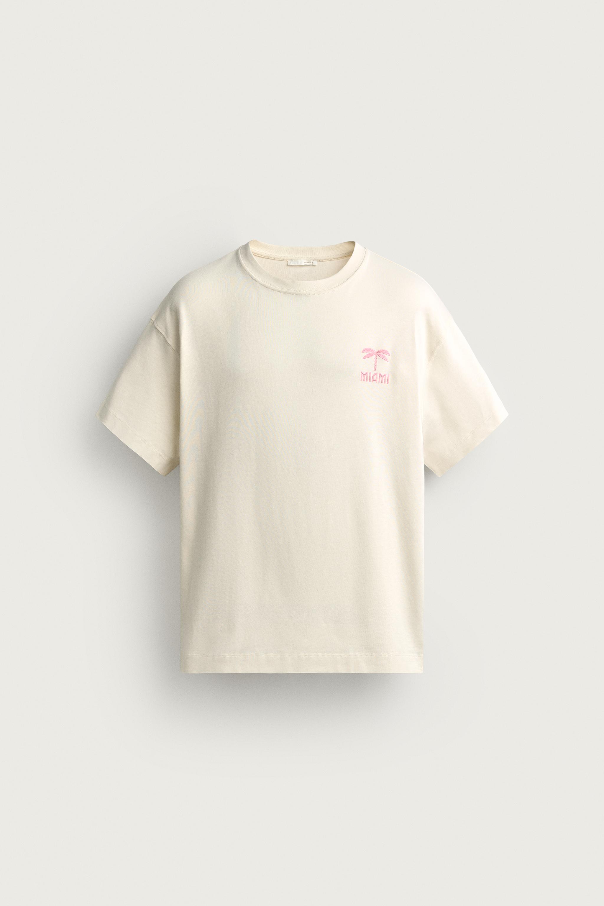Мужские футболки Zara MIAMI PATCH RELAXED FIT T-SHIRT — фото 6