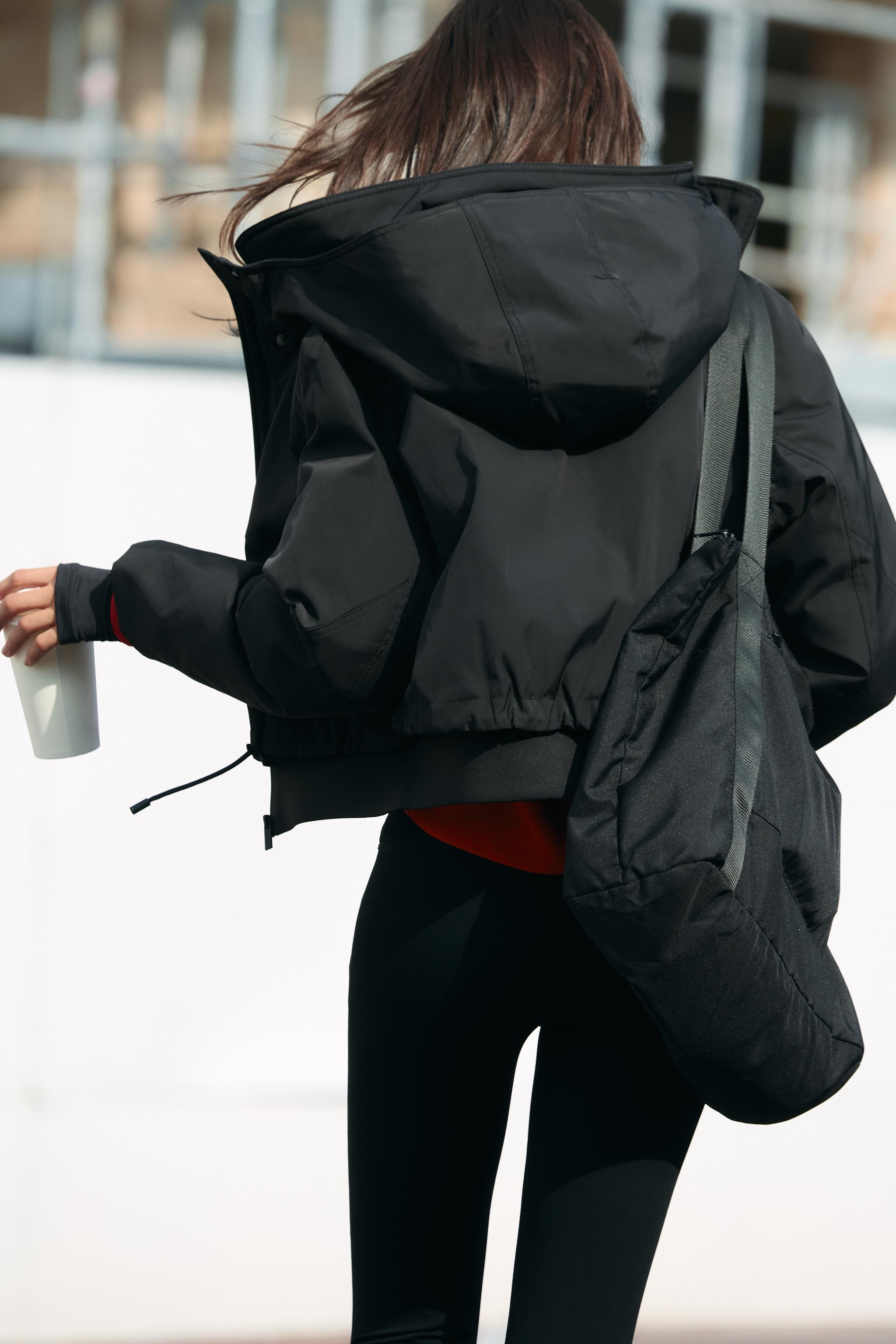 WATER-REPELLENT WINDPROOF SHORT TECHNICAL ANORAK - Black | ZARA