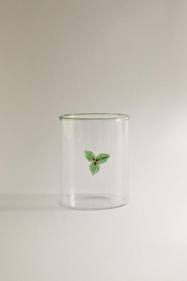BICCHIERE IN BOROSILICATO CON FIGURA NATALIZIA - Verde di Zara