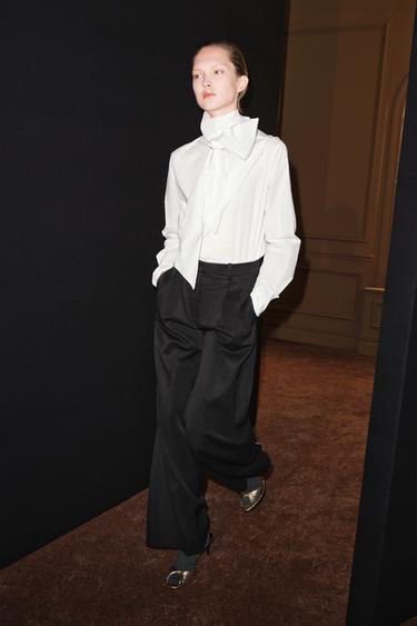 ZW COLLECTION POPLIN TIE SHIRT — White 2