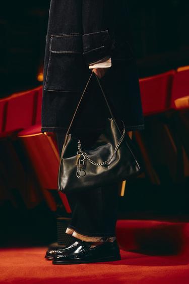 Zara 鏈條單肩包 - 黑色