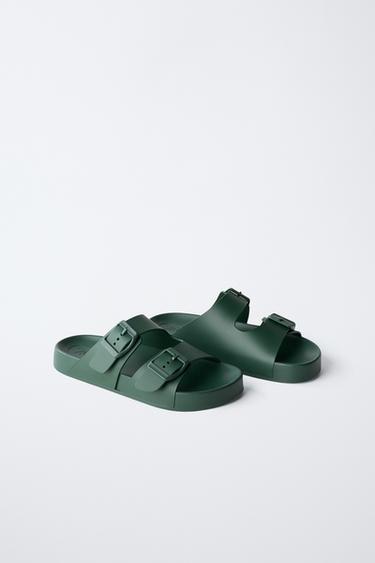 ПЛЯЖНЫЕ ТАПОЧКИ С ПРЯЖКАМИ — Зеленый от Zara