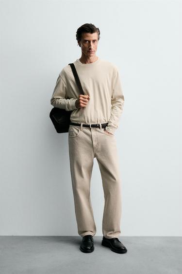 Zara LIGHTWEIGHT LONG SLEEVE T-SHIRT - Beige - Image 0