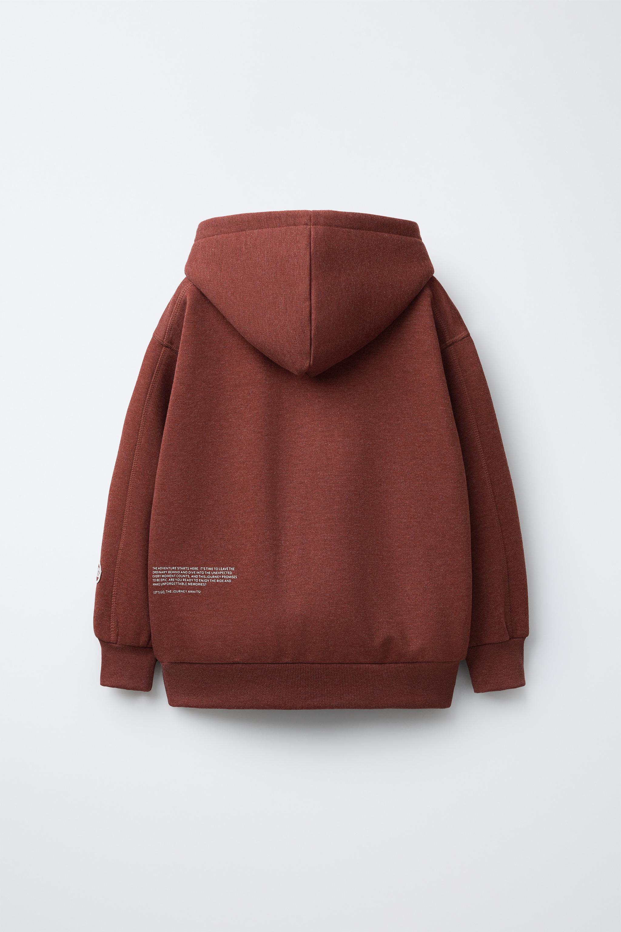 テキストプリントフーディ＆ジョガーパンツセット - エンジ | ZARA