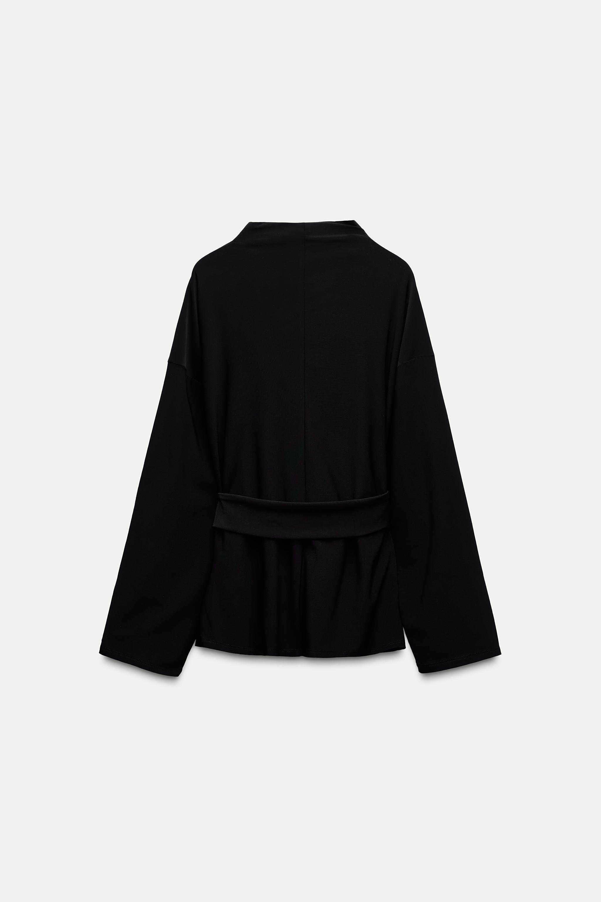 DRAPED BELTED TOP - Black | ZARA Canada