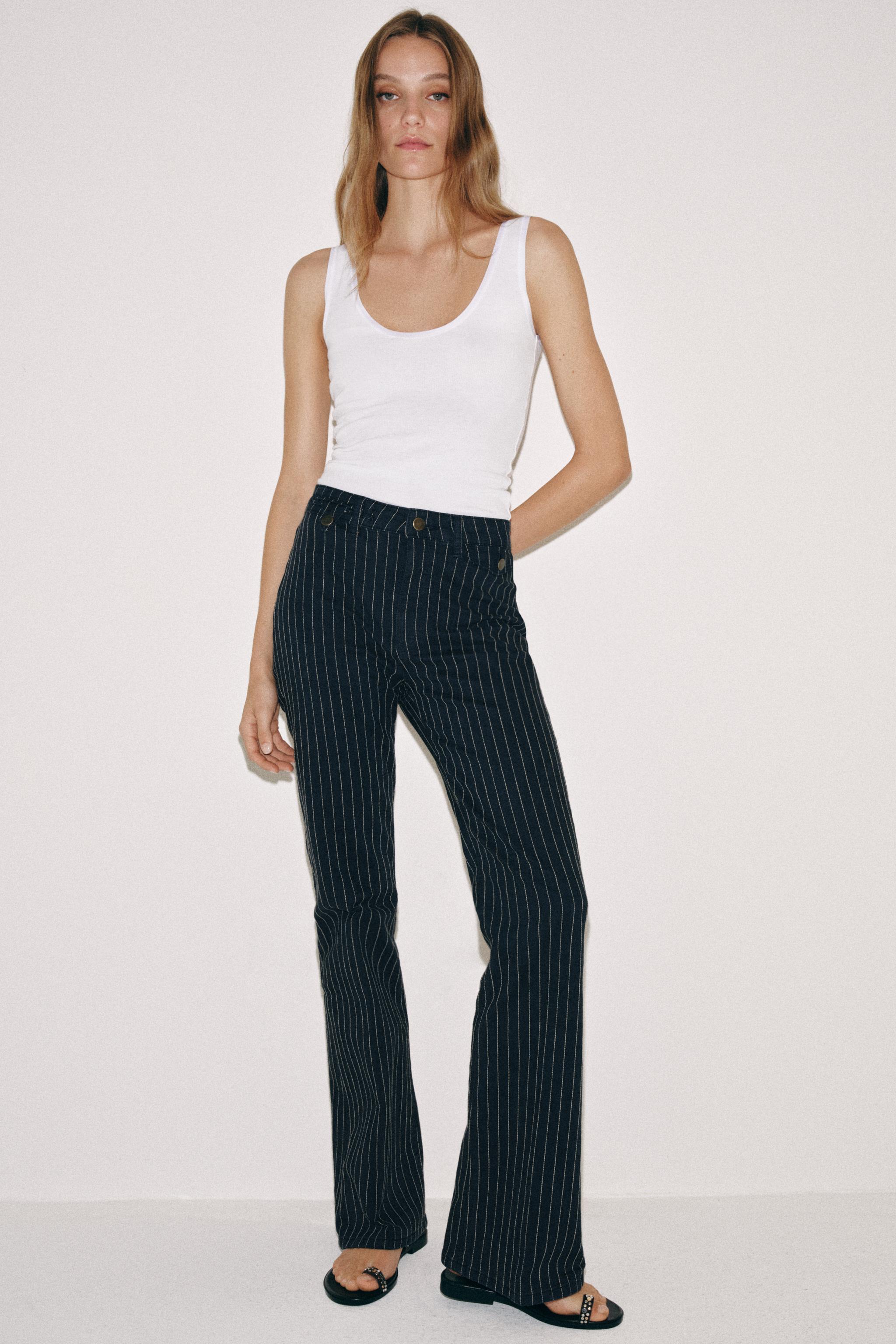 ZW COLLECTION YÜKSEK BEL ÇİZGİLİ FLARE JEAN - Görsel 4