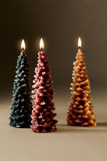 LARGE CHRISTMAS TREE SCENTED CANDLES (PACK OF 3) — Red 1
