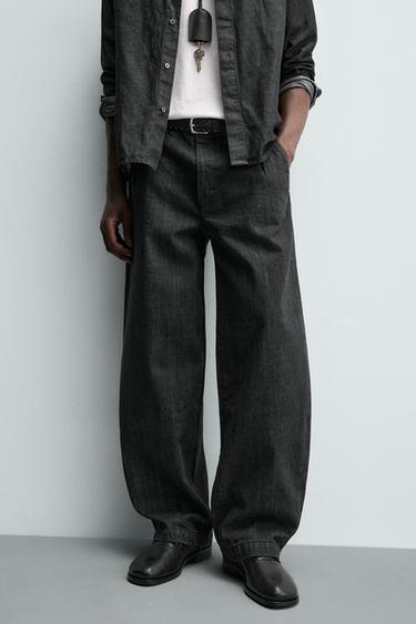 BARREL FIT DENIM CHINOS - Grey by Zara - Image 4