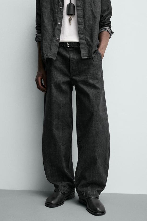 バレルフィットデニムチノパンツ - グレー | ZARA Japan / 日本