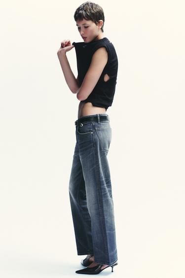 TRF MID-WAIST CROP STRAIGHT LEG JEANS - Navy blue by Zara - Image 3