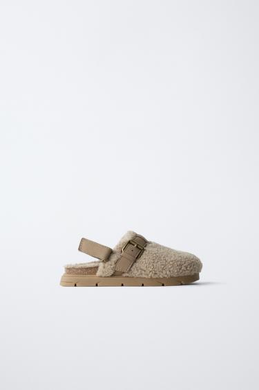 Zara FLEECE CLOGS - Mink Gray