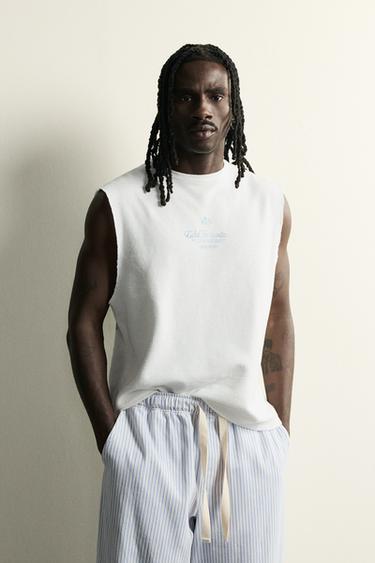WASHED PRINT KNIT TANK TOP - White by Zara