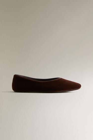 VELVET BALLERINAS - Brown by Zara - Image 0