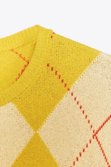 ARGYLE KNIT TOP - Lime by Zara - Image 6