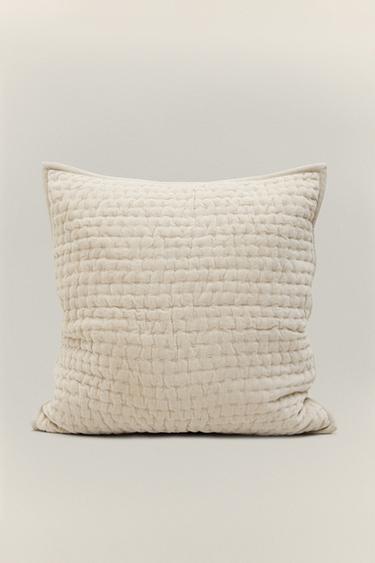 Zara FADED VELVET THROW PILLOW COVER - Beige