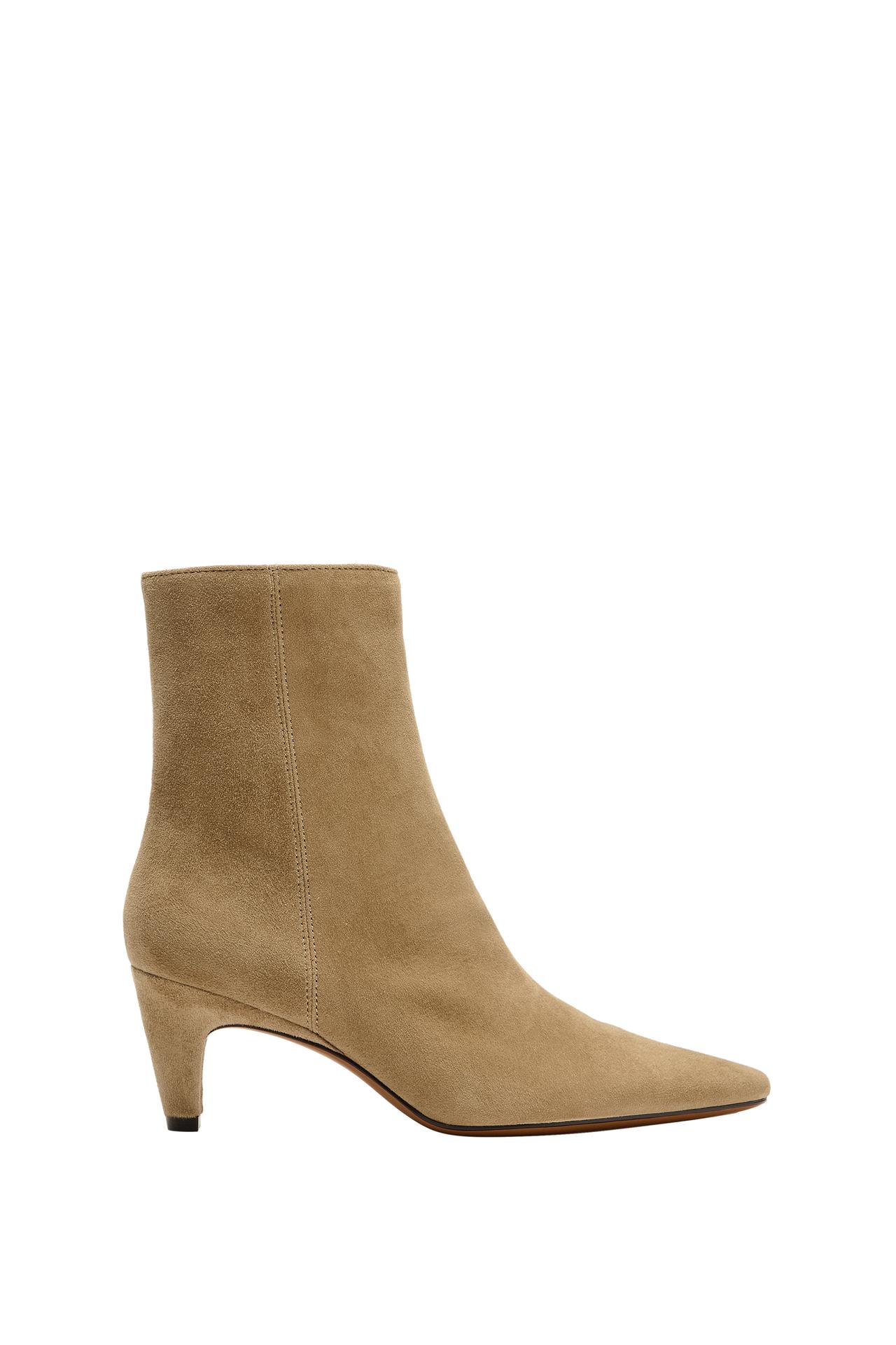 SPLIT SUEDE HEELED ANKLE BOOTS