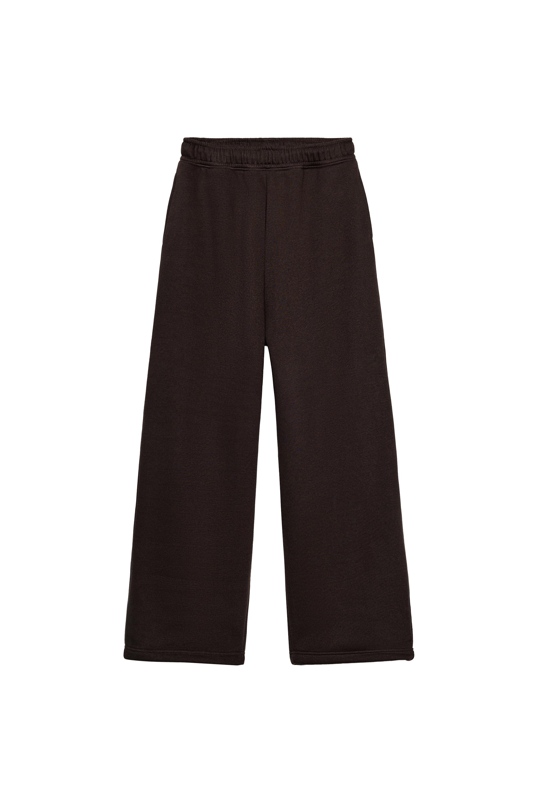 BASIC STRAIGHT PLUSH TROUSERS WITH ADJUSTABLE HEM