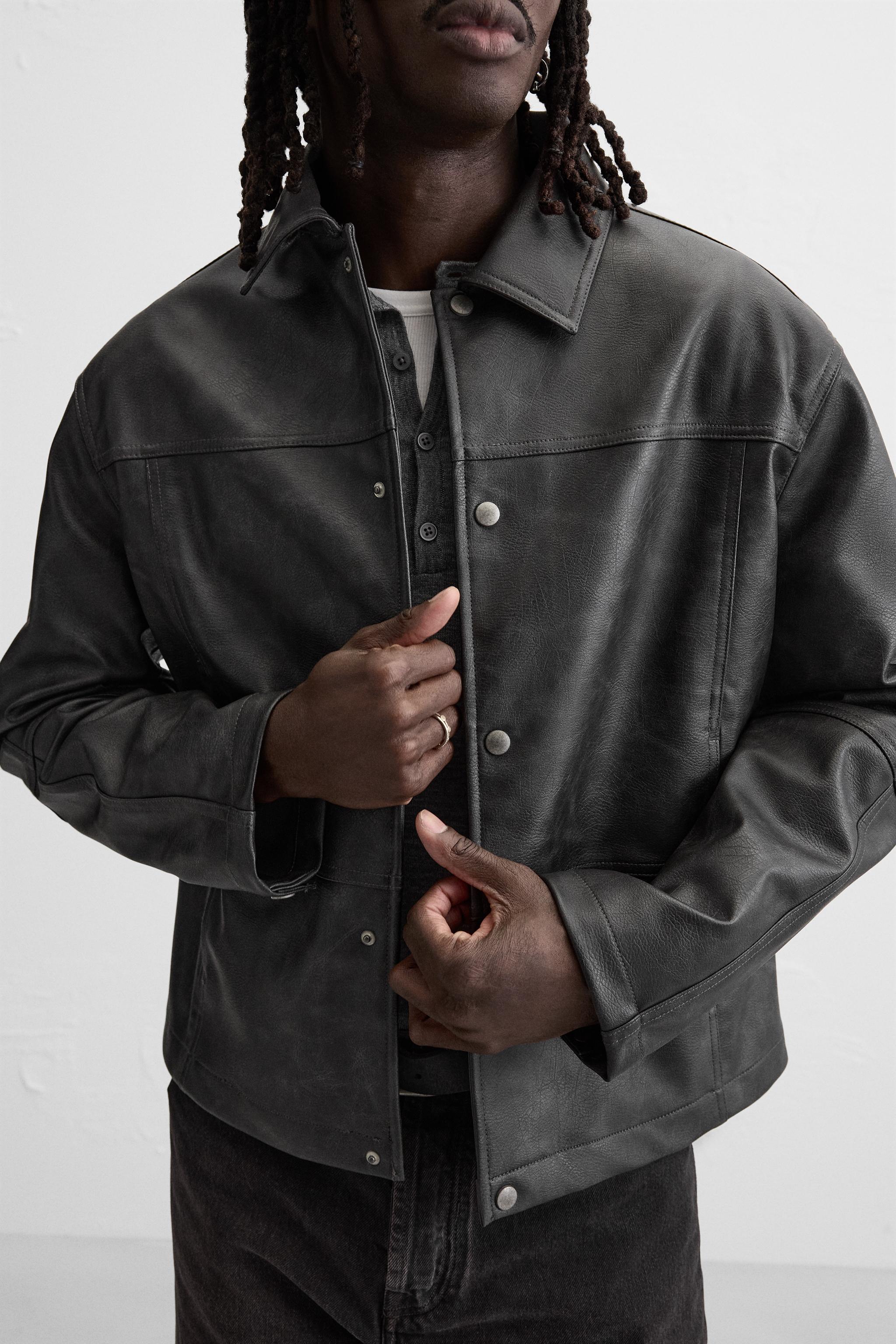 zara グラデーションフェイクレザージャケット グラデーション フェイクレザー ジャケット - ブラック | ZARA