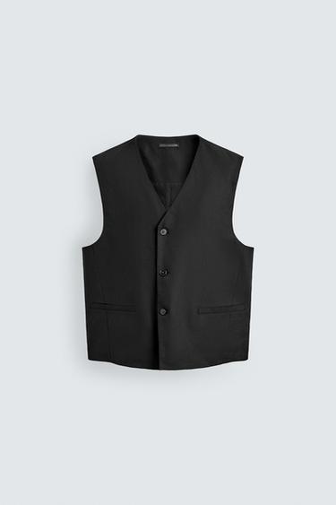GILET LIN - LAINE - Noir de Zara - Image 5
