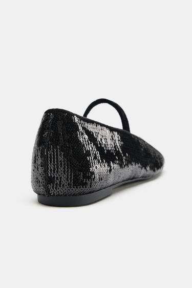 BALLERINES À PAILLETTES - Noir de Zara - Image 3