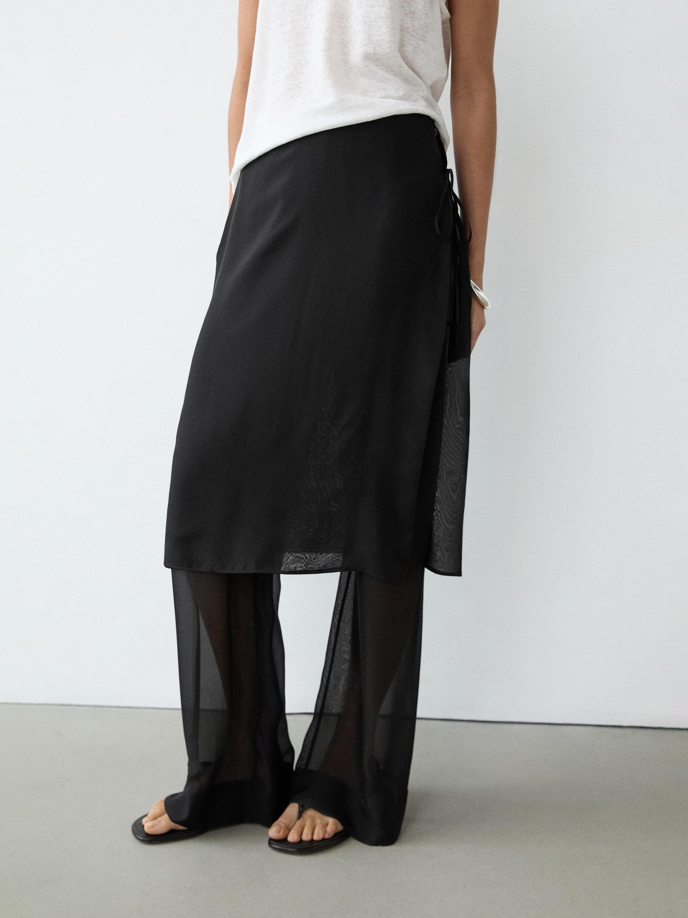 Jupe-culotte longue 100 % soie