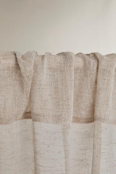 Zara LOW OPACITY LINEN CURTAIN (SET OF 2) - Light beige