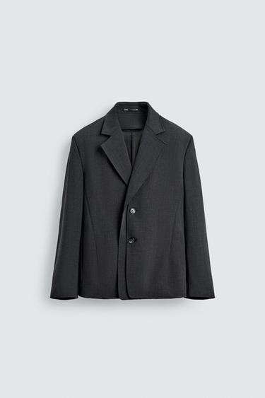 DETACHABLE LAPEL SUIT BLAZER - Grey marl by Zara