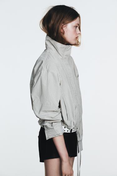 VESTE EN NYLON À CARREAUX - Blanc / Noir de Zara - Image 5