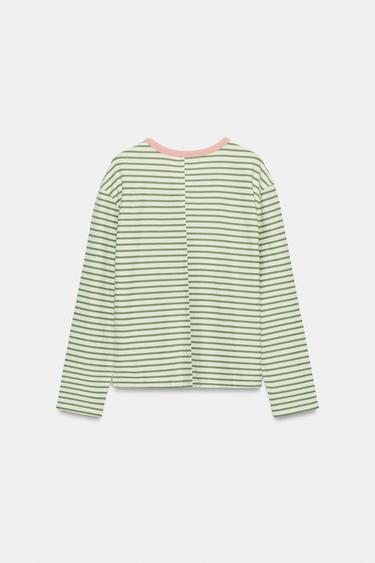 T-SHIRT RAYURES MANCHES LONGUES - Raie verte de Zara - Image 6
