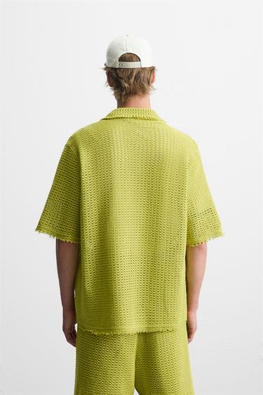 TEXTURED OPENWORK SHIRT - Lime by Zara - Image 2