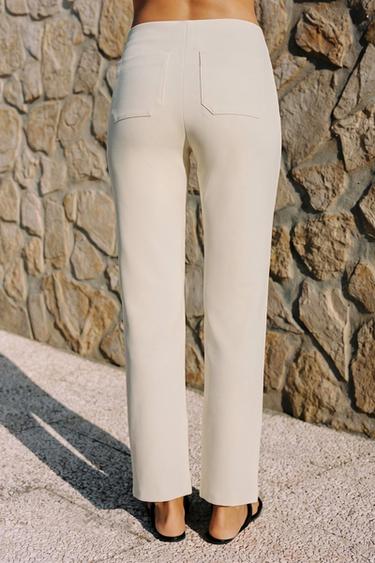 SLIM FIT POCKET TROUSERS - Ecru by Zara