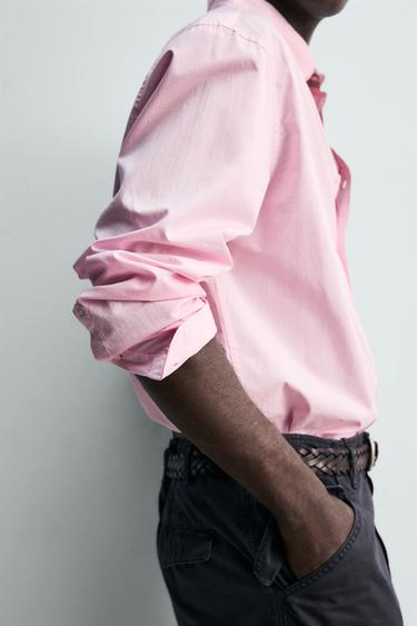REGULAR FIT COTTON TWILL SHIRT - Pink by Zara - Image 6