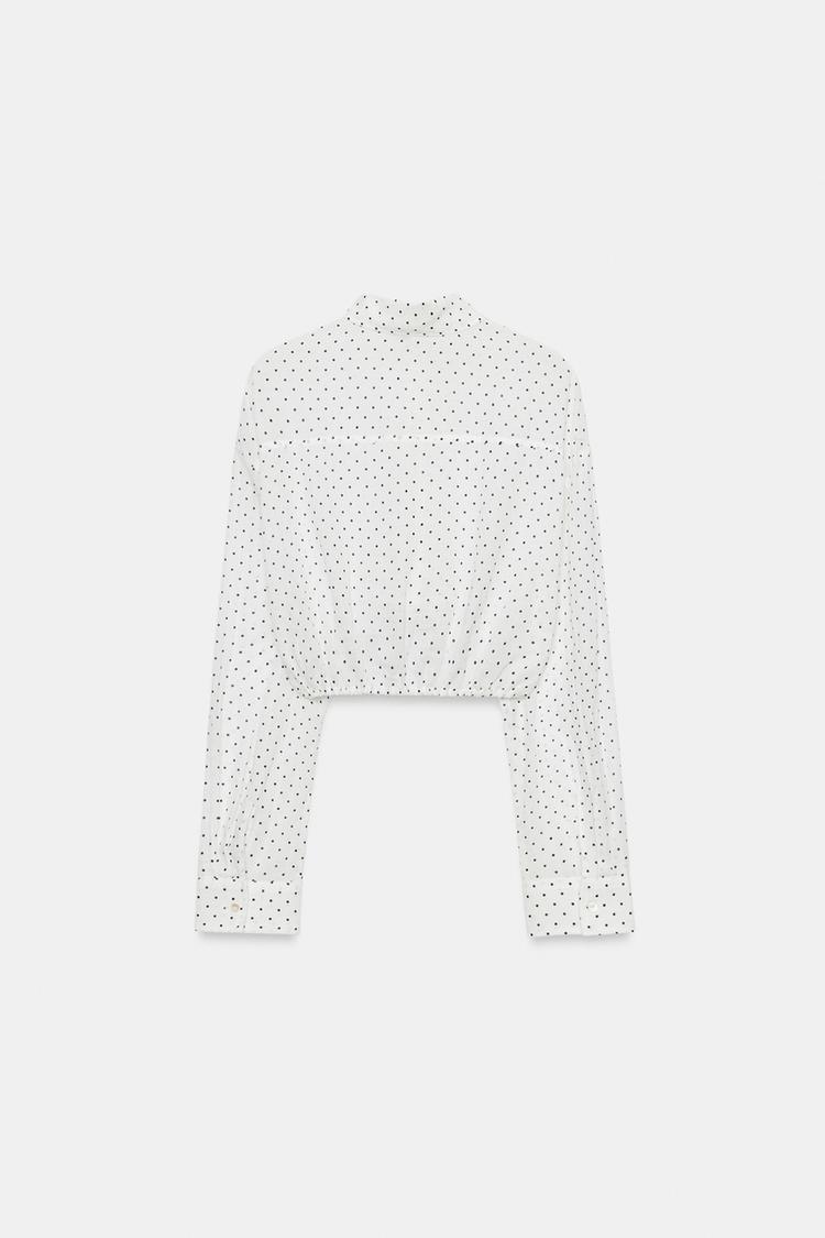 Camisa corta de gasa con lunares y cordón ajustable 5